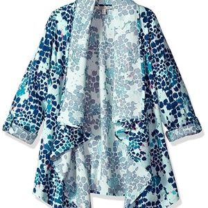 calvin klein satin stripe roll cuff long open front jacket